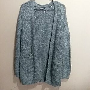 George gray and metallic fiber open cardigan with pockets size large